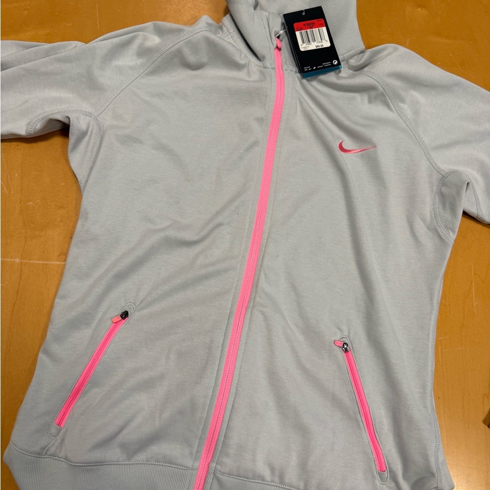 Nike Women's Light Gray top with Pink Details